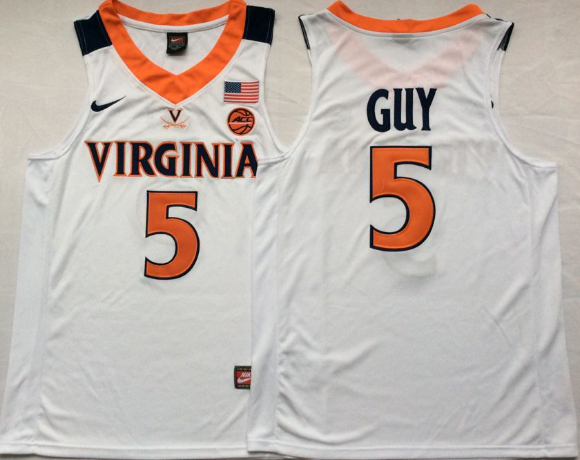 NCAA Men Virginia Cavaliers White #5 GUY->more ncaa teams->NCAA Jersey
